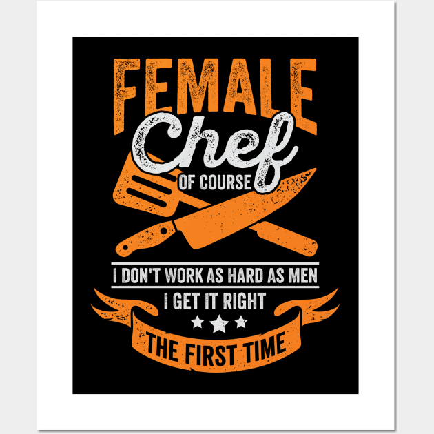 Funny Cooking Female Chef Girl Gift Wall Art by Dolde08
